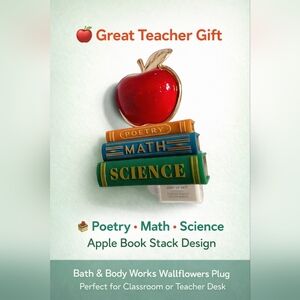 NWT Bath Bodyworks Red Apple and Books Wallflower Night Light Plug In